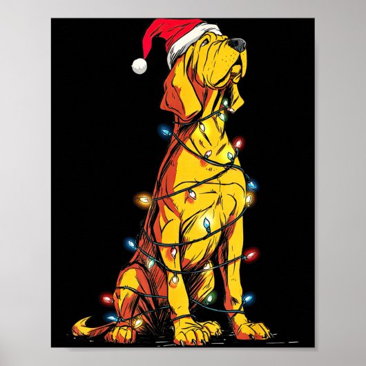 Funny Bloodhound Christmas Graphics Dog Lights Lov Poster (Voorkant)