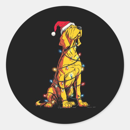 Funny Bloodhound Christmas Graphics Dog Lights Lov Ronde Sticker (Voorkant)