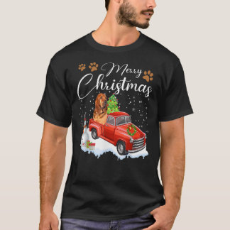 Funny Bloodhound Dog Snow Red Truck Christmas Xmas T-shirt