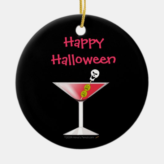 Funny Bloody Martini met Skull Halloween Keramisch Ornament (Voorkant)