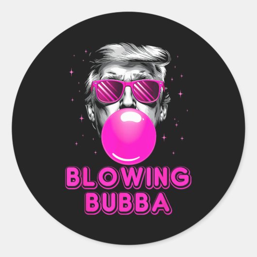 Funny Blowing Bubba  Ronde Sticker (Voorkant)