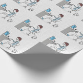 Funny Blue and Grey Computer Nerd met kat Cadeaupapier (Hoek)