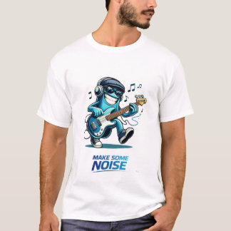 Funny Blue Bass Player Character Music T-shirt