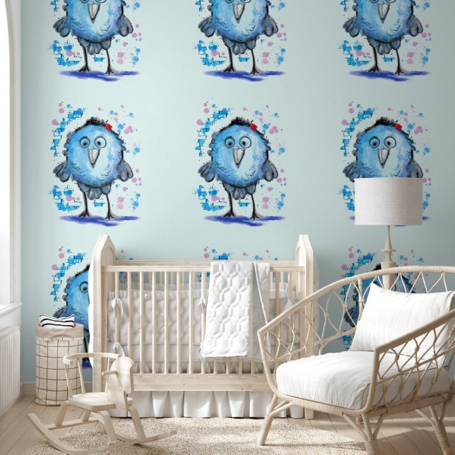 Funny Blue Bird Behang (Kinderen)