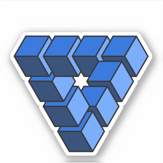 Funny Blue Black Speelgoed Blokken Driehoekskunst Sticker (Voorkant)