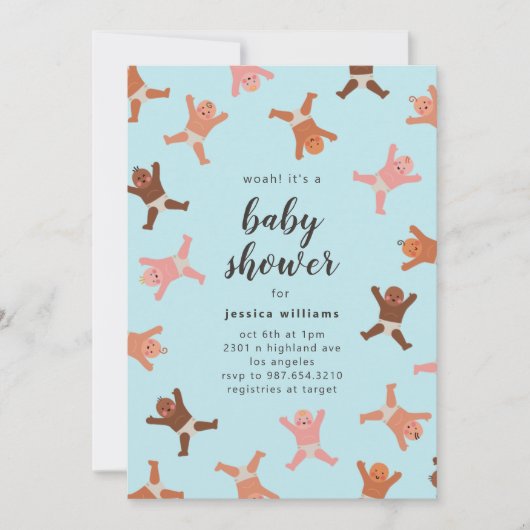 Funny Blue Boy Shower van babyuitgenodigd Kaart (Voorkant)