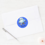 Funny Blue Cartoon Robot Ronde Sticker (Envelop)