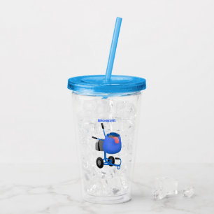 Funny blue cement mixer cartoon illustratie acryl drinkbeker