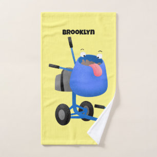Funny blue cement mixer cartoon illustratie bad handdoek