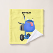 Funny blue cement mixer cartoon illustratie bad handdoek (Wasdoekje)