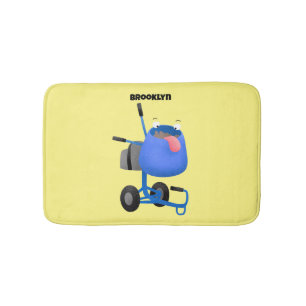 Funny blue cement mixer cartoon illustratie badmat