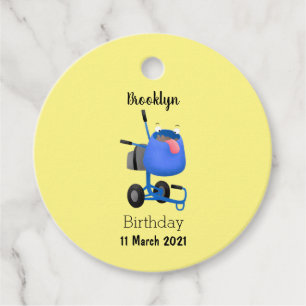 Funny blue cement mixer cartoon illustratie bedankjes labels