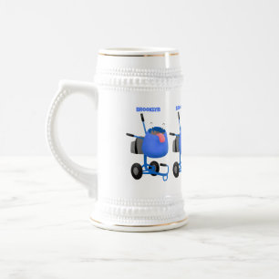 Funny blue cement mixer cartoon illustratie bierpul