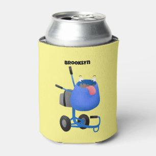 Funny blue cement mixer cartoon illustratie blikjeskoeler