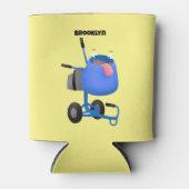 Funny blue cement mixer cartoon illustratie blikjeskoeler (Voorkant)