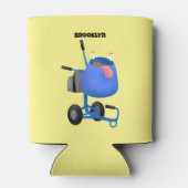 Funny blue cement mixer cartoon illustratie blikjeskoeler (Achterkant)