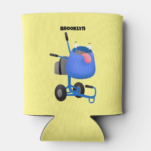 Funny blue cement mixer cartoon illustratie blikjeskoeler (Achterkant)