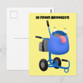 Funny blue cement mixer cartoon illustratie briefkaart (Voorkant / Achterkant)