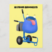 Funny blue cement mixer cartoon illustratie briefkaart (Voorkant)