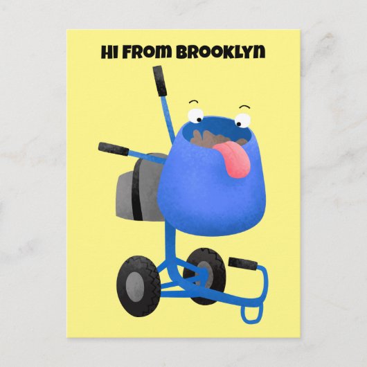 Funny blue cement mixer cartoon illustratie briefkaart (Voorkant)