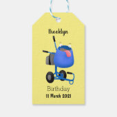 Funny blue cement mixer cartoon illustratie cadeaulabel (Achterkant)