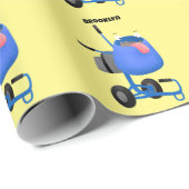 Funny blue cement mixer cartoon illustratie cadeaupapier (Rol Hoek)