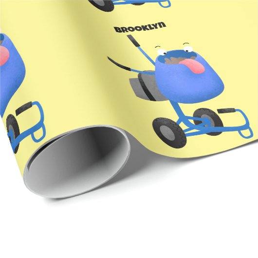 Funny blue cement mixer cartoon illustratie cadeaupapier (Rol Hoek)