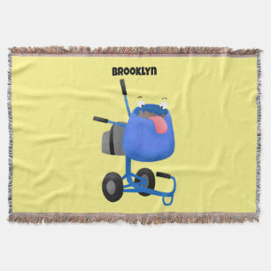 Funny blue cement mixer cartoon illustratie deken