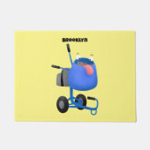 Funny blue cement mixer cartoon illustratie deurmat (Voorkant)