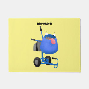 Funny blue cement mixer cartoon illustratie deurmat
