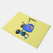 Funny blue cement mixer cartoon illustratie deurmat (Schuin)