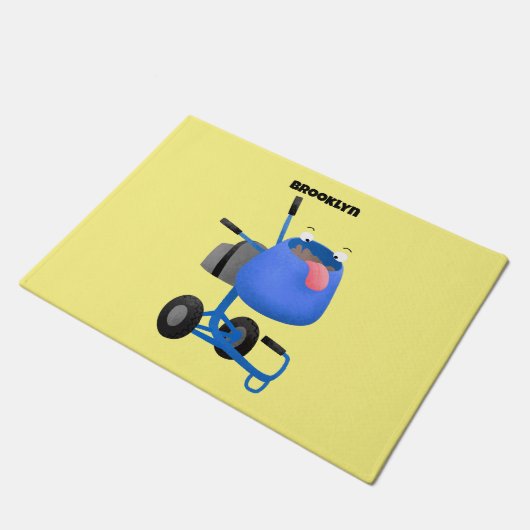 Funny blue cement mixer cartoon illustratie deurmat (Schuin)