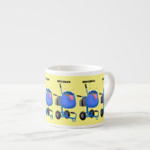 Funny blue cement mixer cartoon illustratie espresso kop (Voorkant rechts)