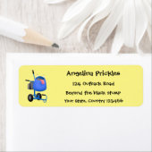 Funny blue cement mixer cartoon illustratie etiket (Insitu)