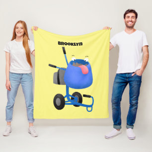 Funny blue cement mixer cartoon illustratie fleece deken