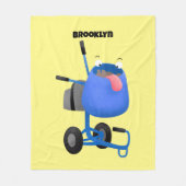 Funny blue cement mixer cartoon illustratie fleece deken (Voorkant)