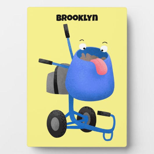 Funny blue cement mixer cartoon illustratie fotoplaat (voorkant)