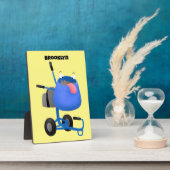 Funny blue cement mixer cartoon illustratie fotoplaat (Zijkant)