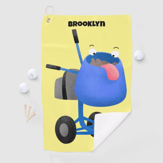 Funny blue cement mixer cartoon illustratie golfhanddoek (Insitu)
