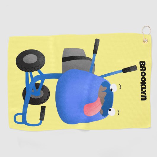 Funny blue cement mixer cartoon illustratie golfhanddoek (Horizontaal)