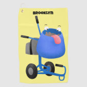 Funny blue cement mixer cartoon illustratie golfhanddoek (Voorkant)