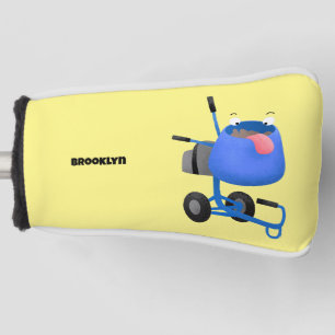 Funny blue cement mixer cartoon illustratie golfheadcover