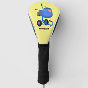 Funny blue cement mixer cartoon illustratie golfheadcover