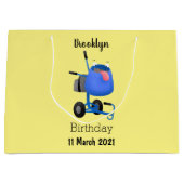 Funny blue cement mixer cartoon illustratie groot cadeauzakje (Voorkant)