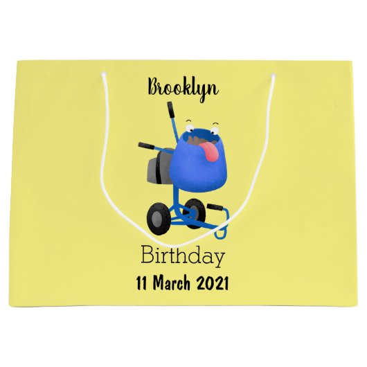 Funny blue cement mixer cartoon illustratie groot cadeauzakje (Voorkant)