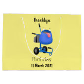 Funny blue cement mixer cartoon illustratie groot cadeauzakje (Achterkant)