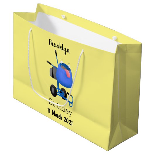 Funny blue cement mixer cartoon illustratie groot cadeauzakje (Voorkant Gekanteld)