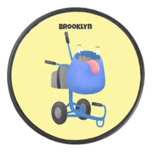 Funny blue cement mixer cartoon illustratie hockey puck