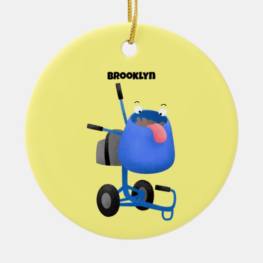 Funny blue cement mixer cartoon illustratie keramisch ornament (Voorkant)