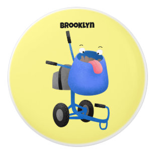 Funny blue cement mixer cartoon illustratie keramische knop